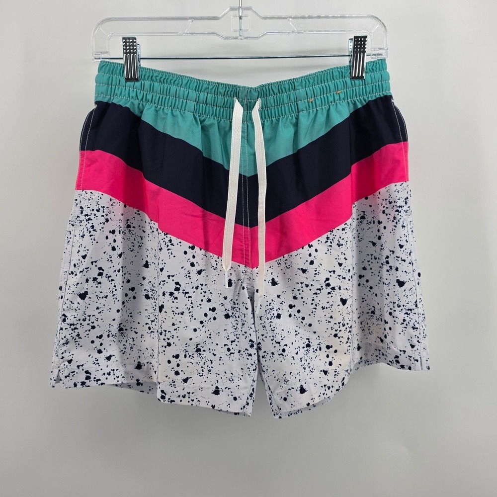 Chubbies Mens Swim Trunks Medium 5.5 Inseam Colorblock Paint Splatter Multicolor
